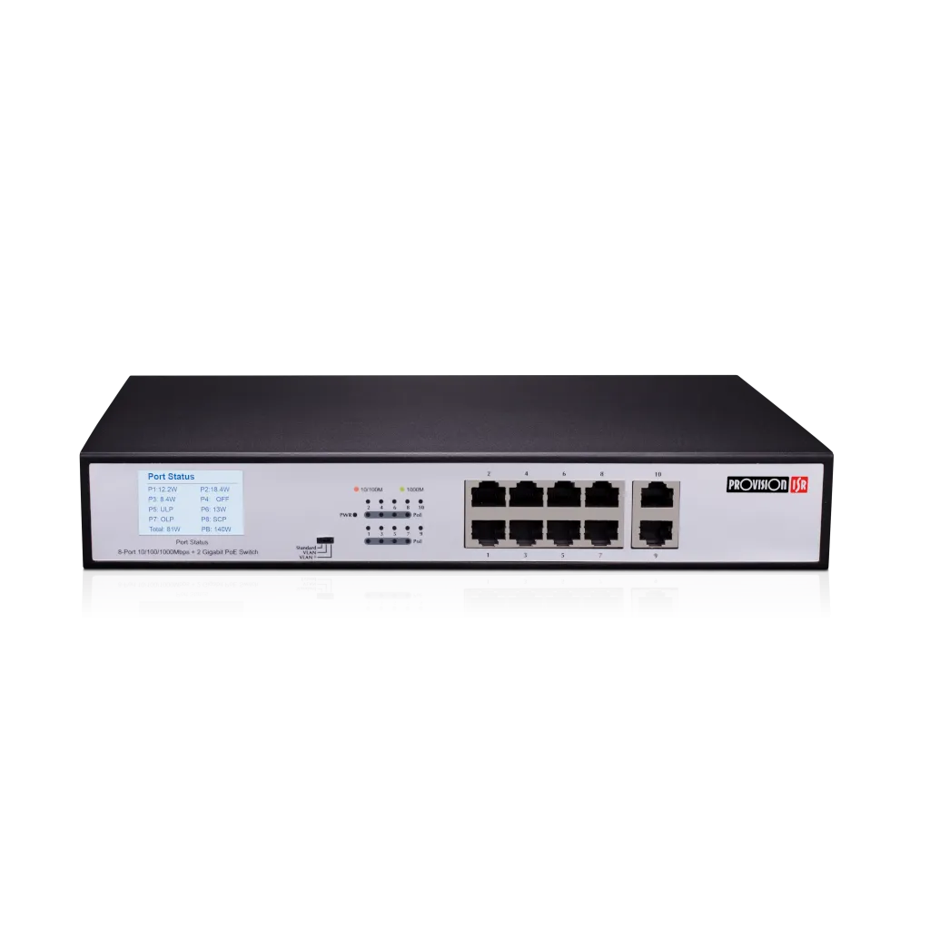 8-port Giga PoE switch, 2x2G uplink port, 120W
