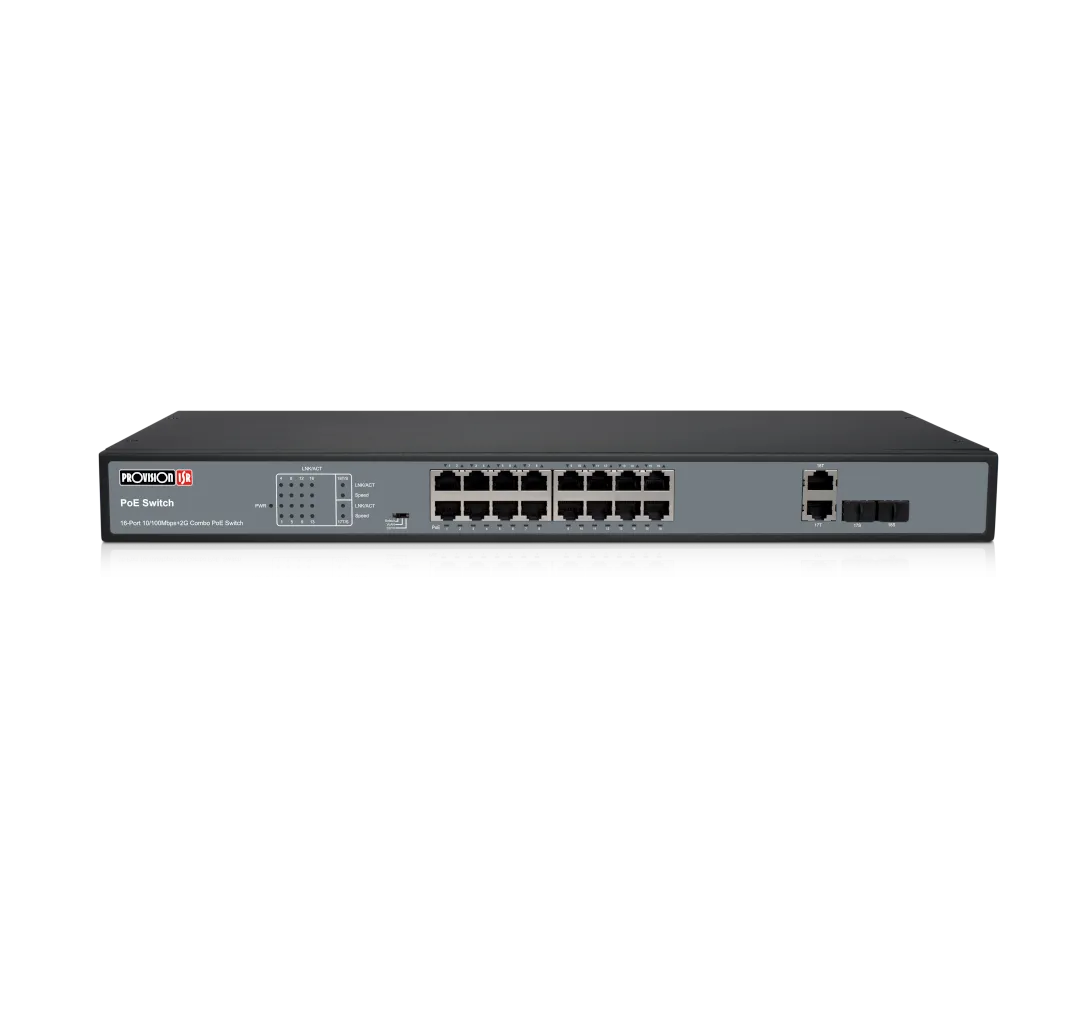 16-port unmanaged PoE switch, 2-port 1000mbps uplink, 250W