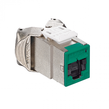 Atlas-X1 Cat6A Shielded Jack with Shutter Tool-free Green