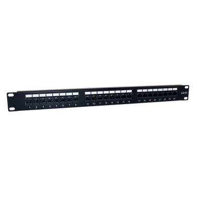 24-Port 1U Cat 6 UTP 110-Style Patch Panel with Earthing and CMC